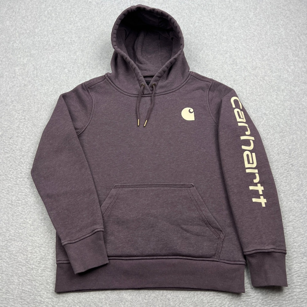 Carhartt Clarksburg Hoodie Womens XS Purple Relaxed Fit Fleece Lined Logo 102791